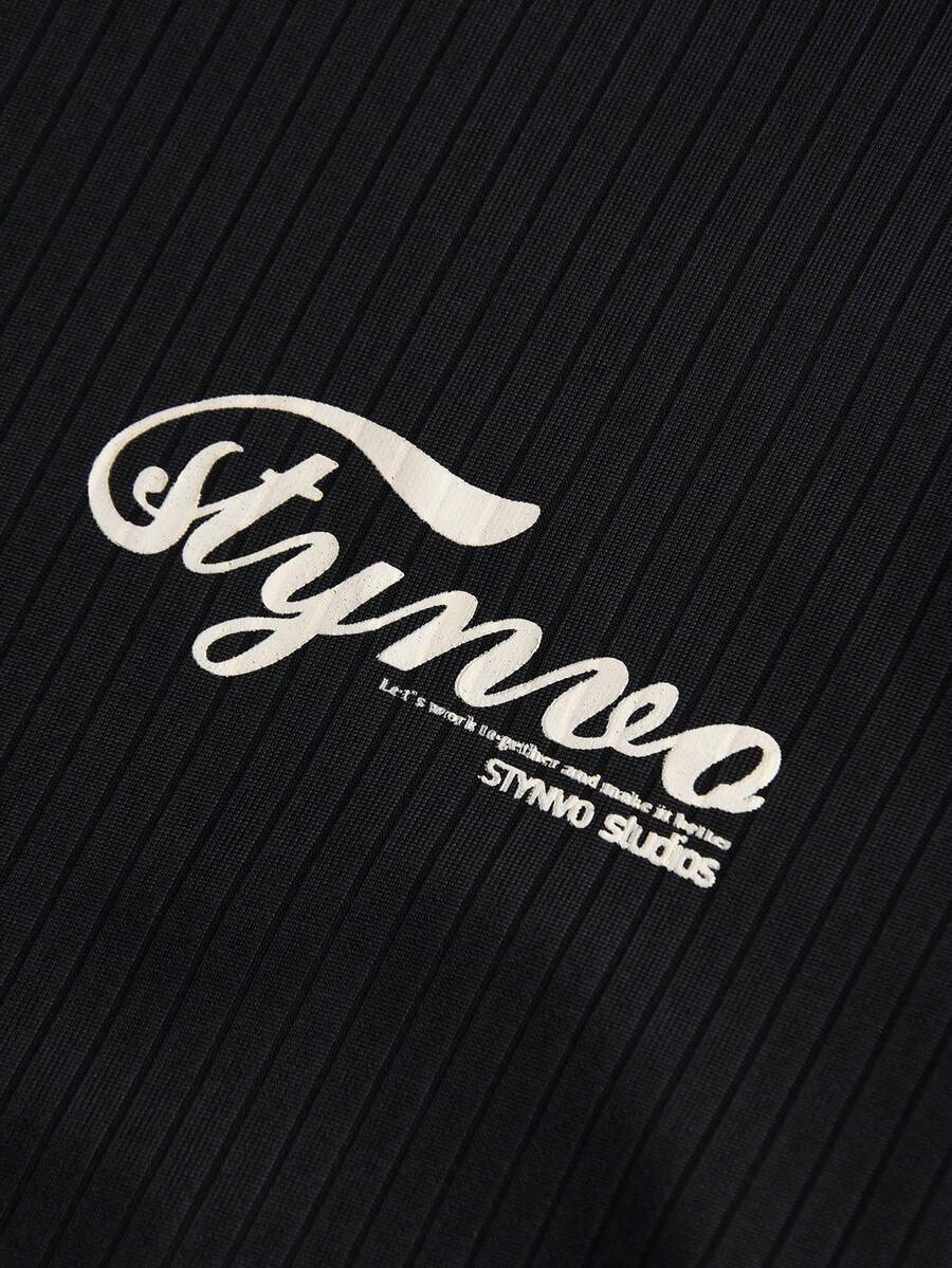 STYNVO Camisa Polo Casual Masculina com Estampa Colorblock e Letra, Verão