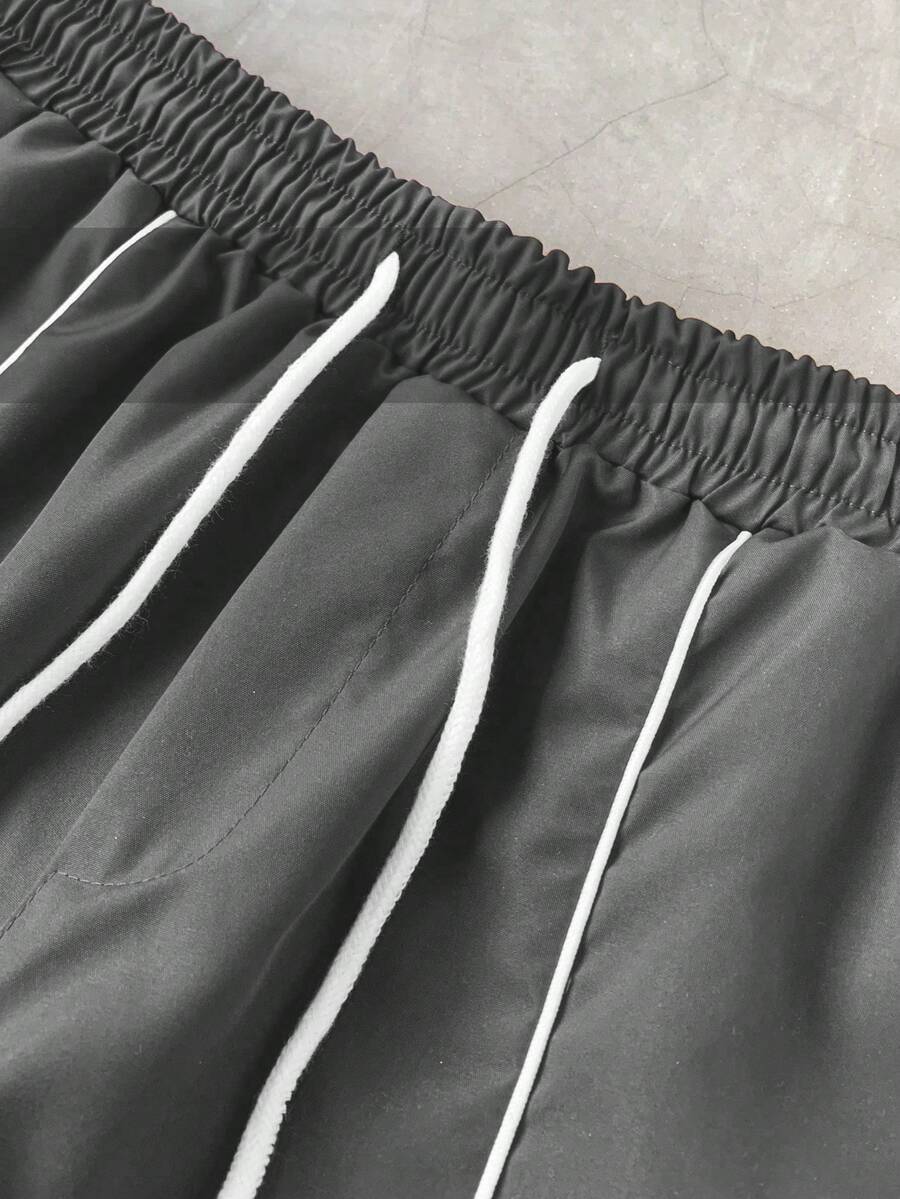 STYNVO 2 Peças/Conjunto Camisa de Manga Curta com Zíper Casual Masculina e Conjunto de Shorts com Cordão