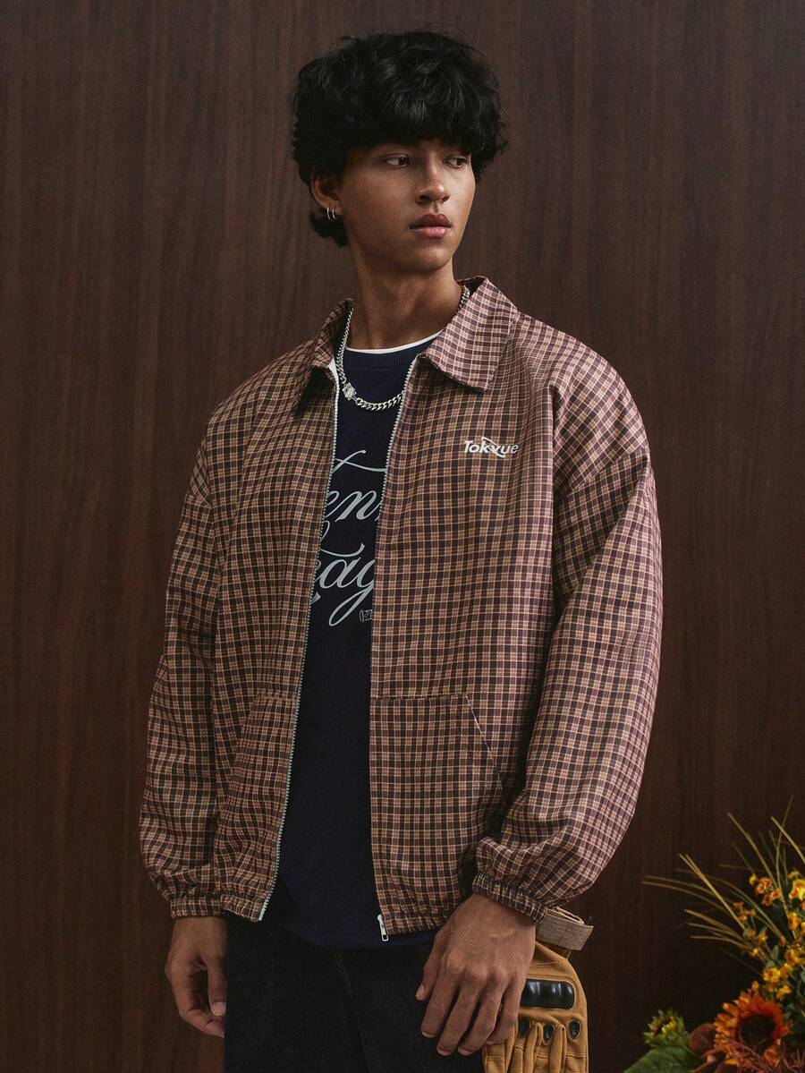 STYNVO Jaqueta de Manga Longa Minimalista Estampada Masculina
