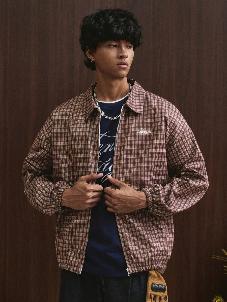 STYNVO Jaqueta de Manga Longa Minimalista Estampada Masculina