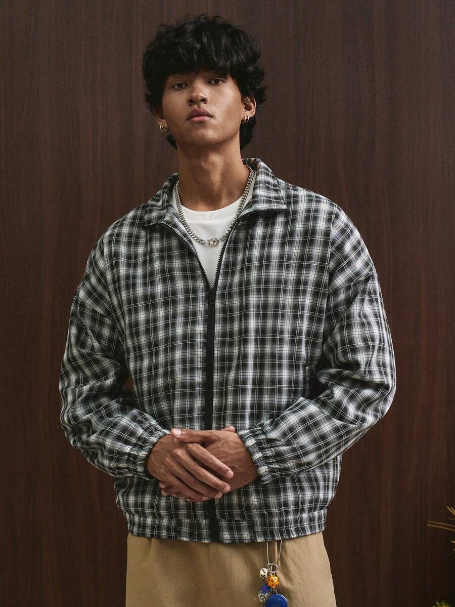 STYNVO Jaqueta de Manga Longa Minimalista Estampada Masculina