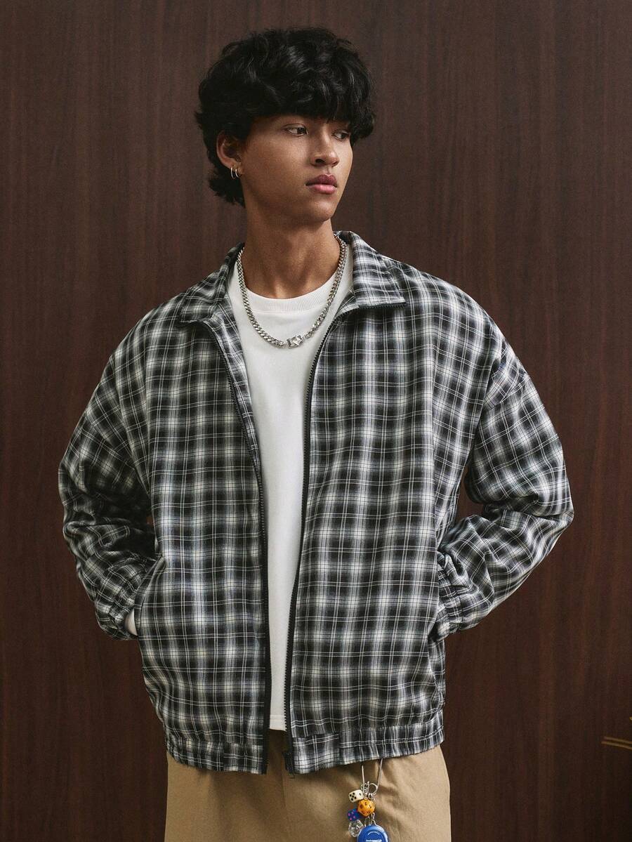 STYNVO Jaqueta de Manga Longa Minimalista Estampada Masculina