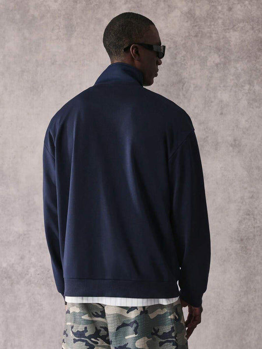 STYNVO Moletom Masculino de Gola Alta com Zíper, Estampa de Listras e Letras