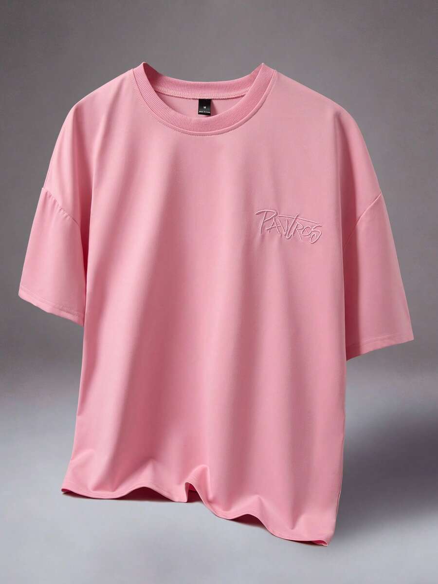 STYNVO Camiseta Rosa Estilo de Rua Masculina Popular INS com Teia de Aranha 3D Bordada, Presente para Namorado, Marido, Aniversário, Festival de Música ao Ar Livre, Boate