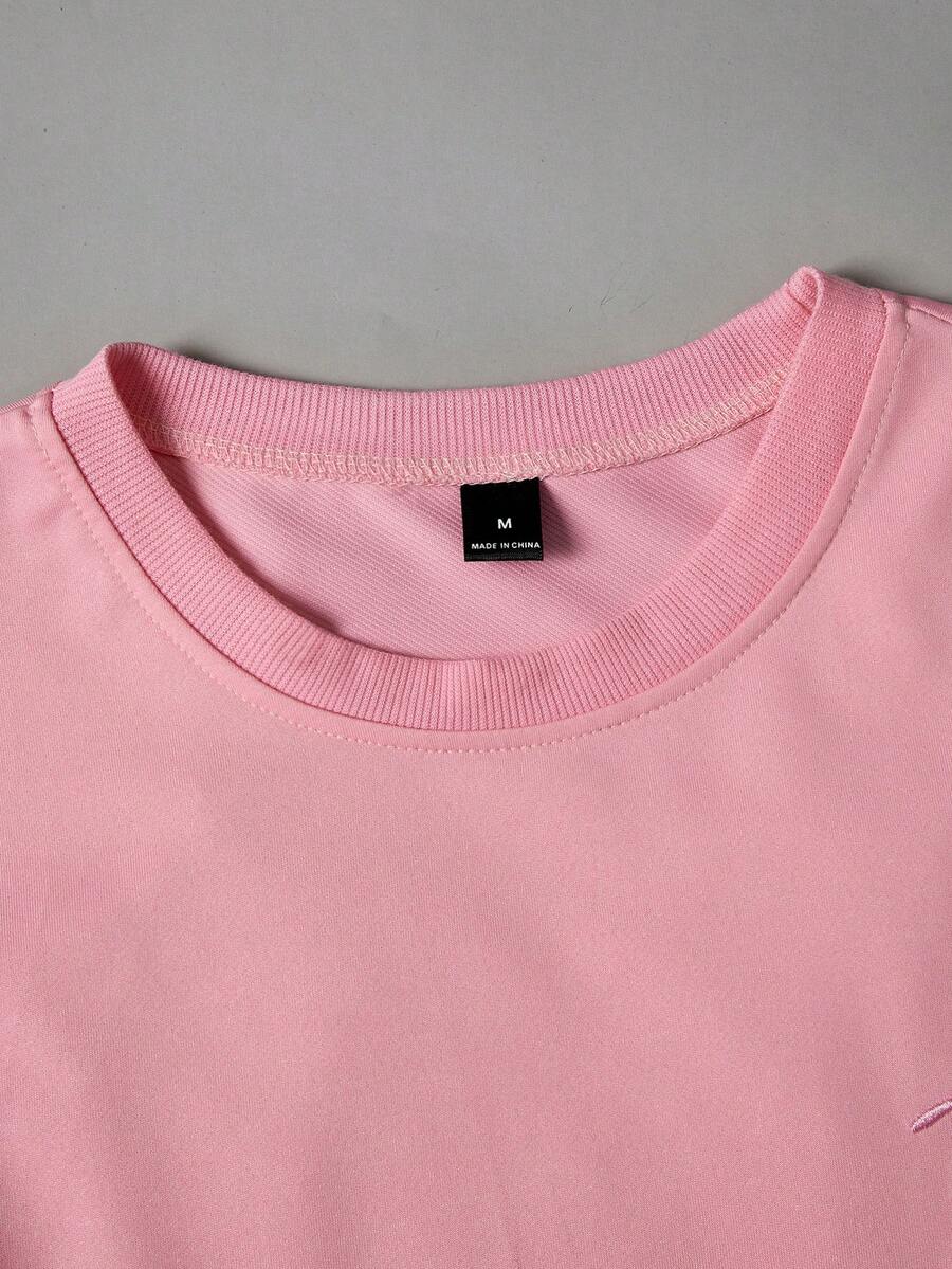 STYNVO Camiseta Rosa Estilo de Rua Masculina Popular INS com Teia de Aranha 3D Bordada, Presente para Namorado, Marido, Aniversário, Festival de Música ao Ar Livre, Boate