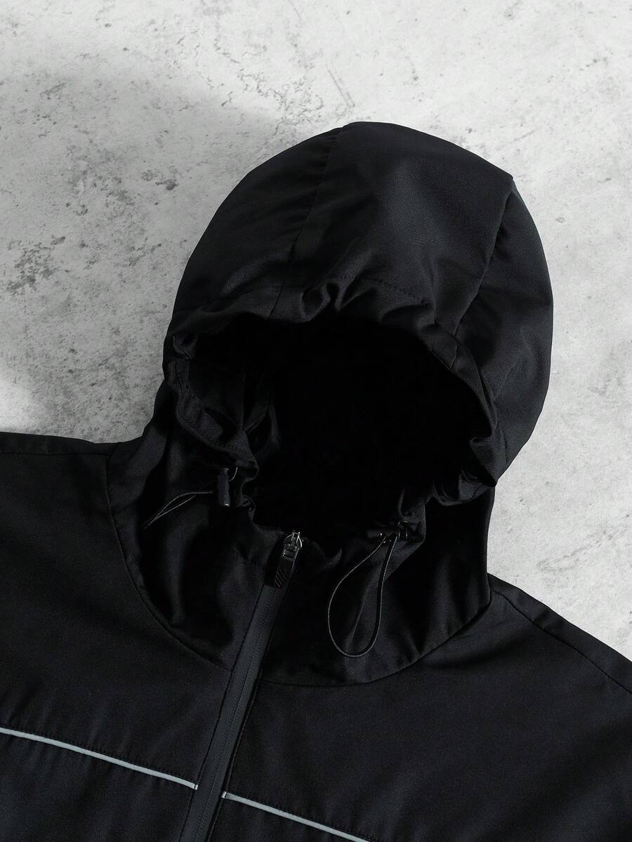 STYNVO Jaqueta casual masculina com capuz e zíper, de manga longa, em cores contrastantes e corte folgado