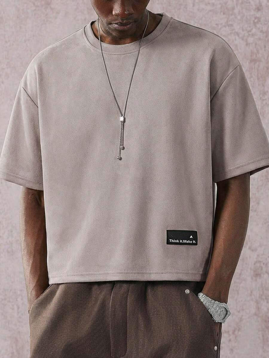 STYNVO Camiseta Casual Masculina de Manga Curta com Estampa de Letra e Cor Sólida, Verão