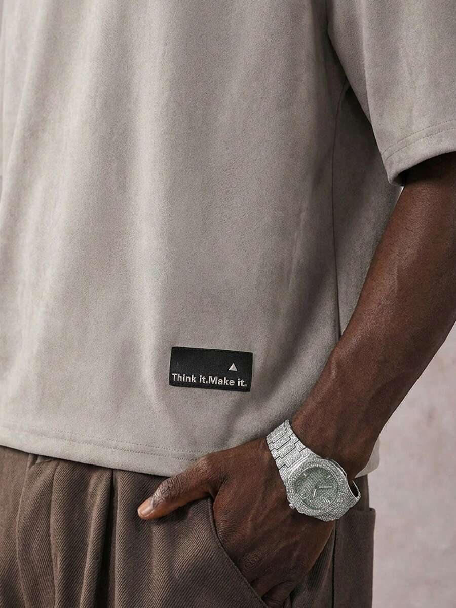 STYNVO Camiseta Casual Masculina de Manga Curta com Estampa de Letra e Cor Sólida, Verão