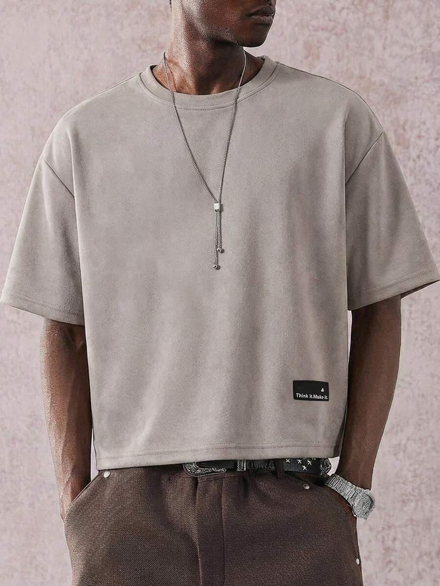 STYNVO Camiseta Casual Masculina de Manga Curta com Estampa de Letra e Cor Sólida, Verão