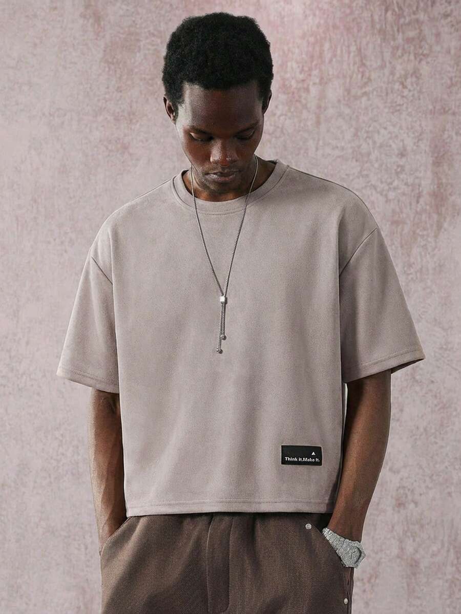 STYNVO Camiseta Casual Masculina de Manga Curta com Estampa de Letra e Cor Sólida, Verão