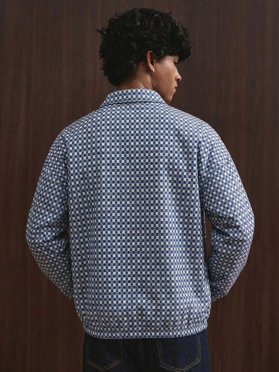 STYNVO Jaqueta de Manga Longa Minimalista Estampada Masculina