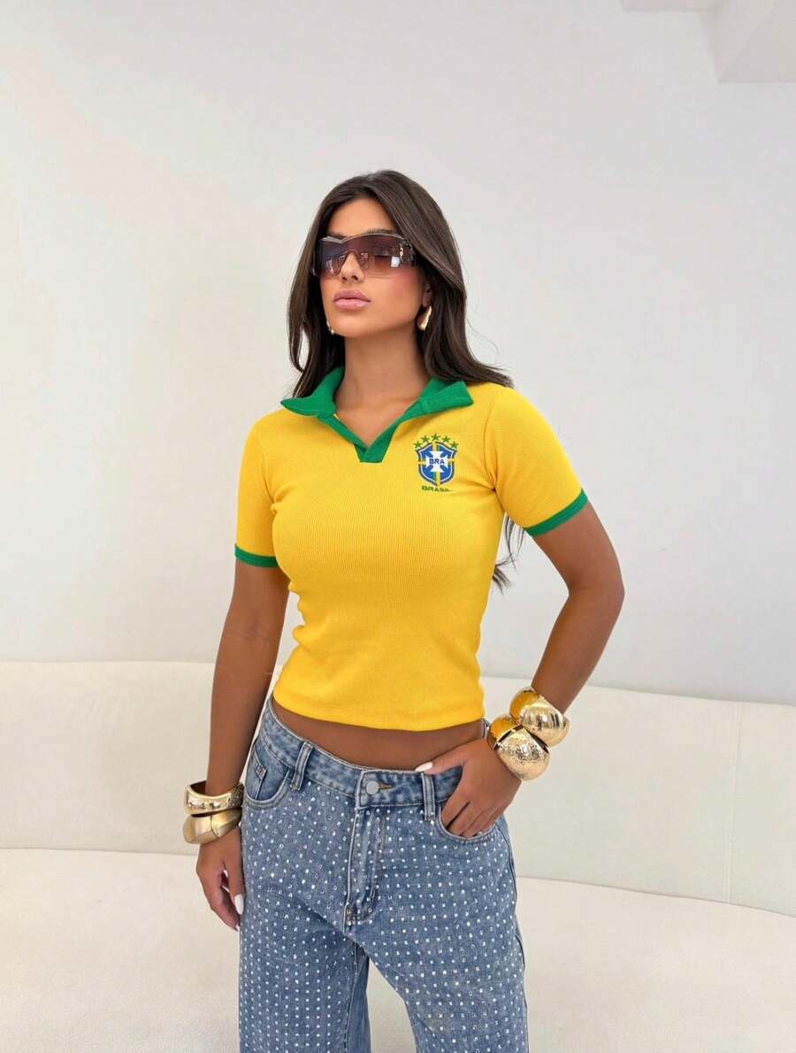 Camisa Polo Feminina Brasil