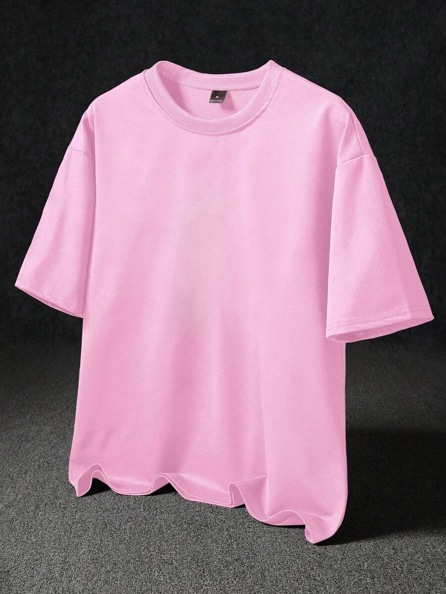 STYNVO Camiseta Branca Solta com Estampa de Letra, Ombros Caídos, Casual para Férias e Transporte, Moda de Rua, Verão