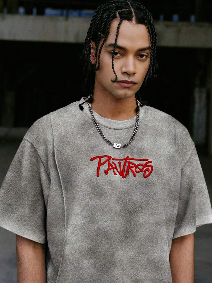 STYNVO Camiseta Casual Masculina de Manga Curta com Estampa de Letra e Cor Sólida, Verão