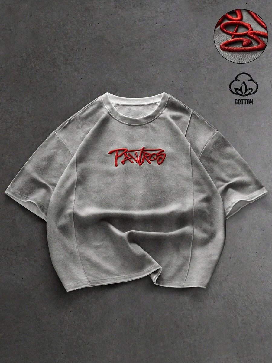 STYNVO Camiseta Casual Masculina de Manga Curta com Estampa de Letra e Cor Sólida, Verão