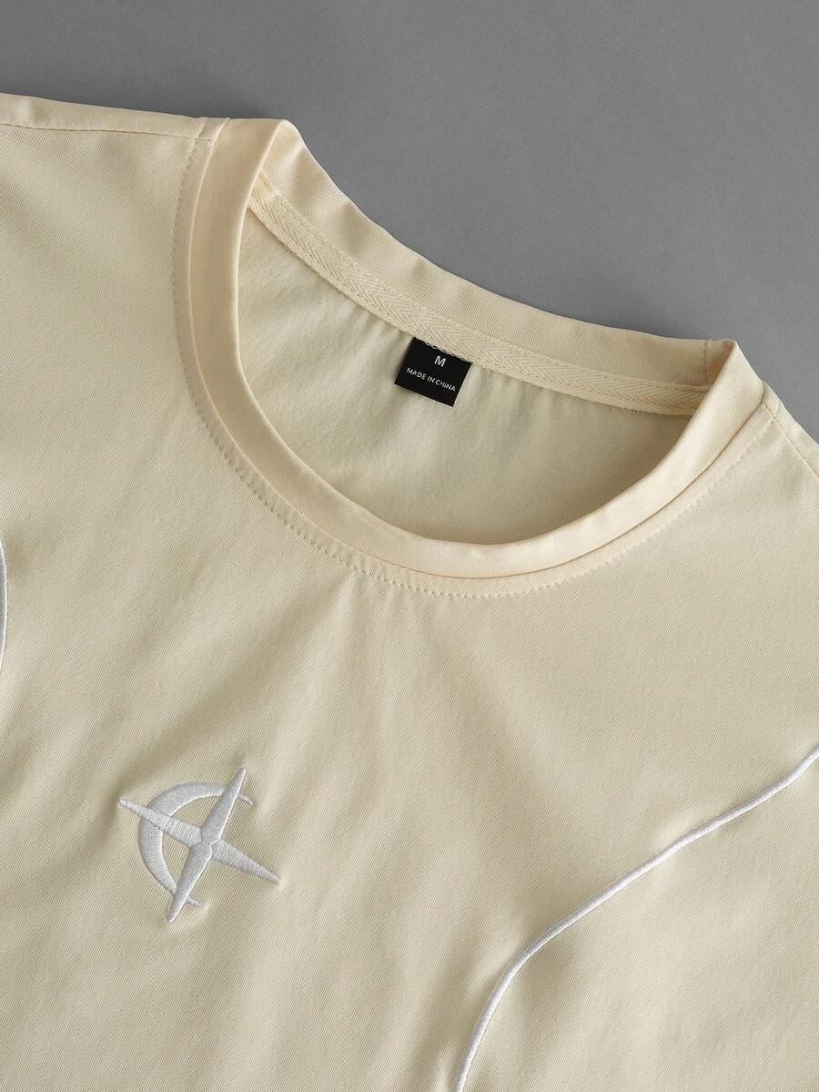 STYNVO Camiseta Casual Masculina de Manga Curta com Estampa de Letra e Cor Sólida, Verão