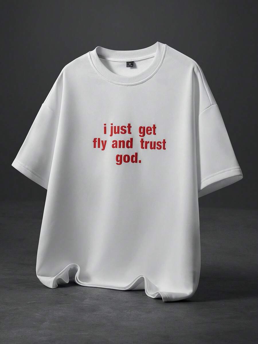STYNVO Camiseta Casual Masculina de Manga Curta com Estampa de Letra e Cor Sólida, Verão
