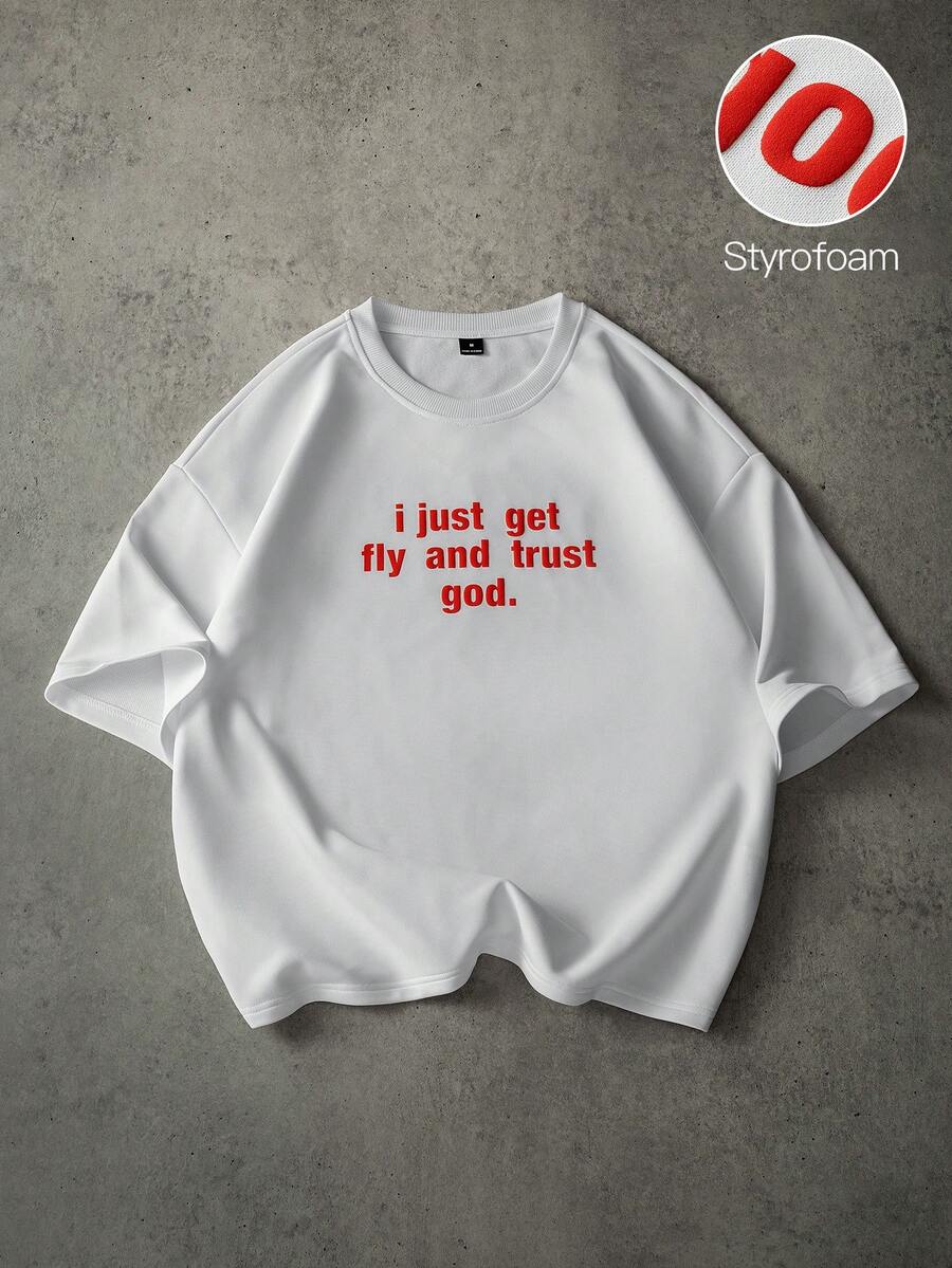 STYNVO Camiseta Casual Masculina de Manga Curta com Estampa de Letra e Cor Sólida, Verão