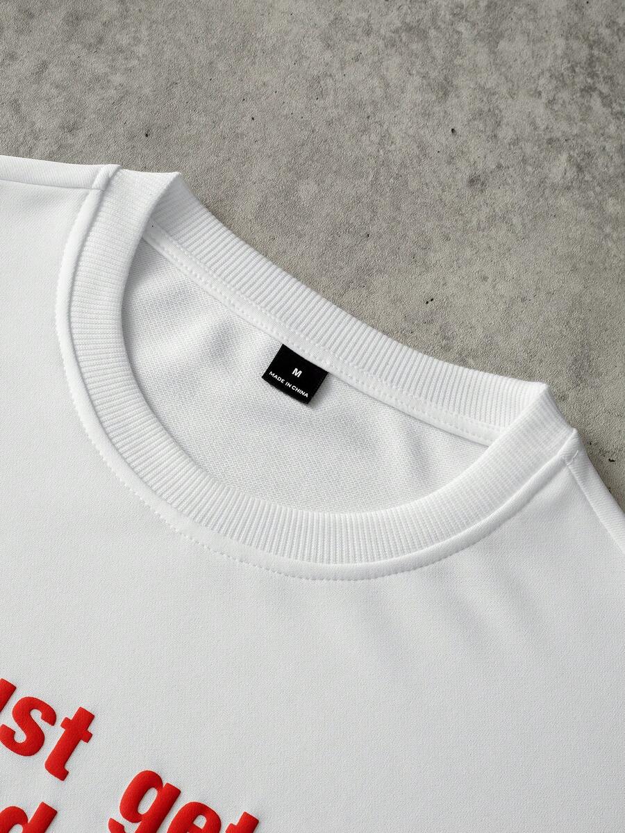 STYNVO Camiseta Casual Masculina de Manga Curta com Estampa de Letra e Cor Sólida, Verão