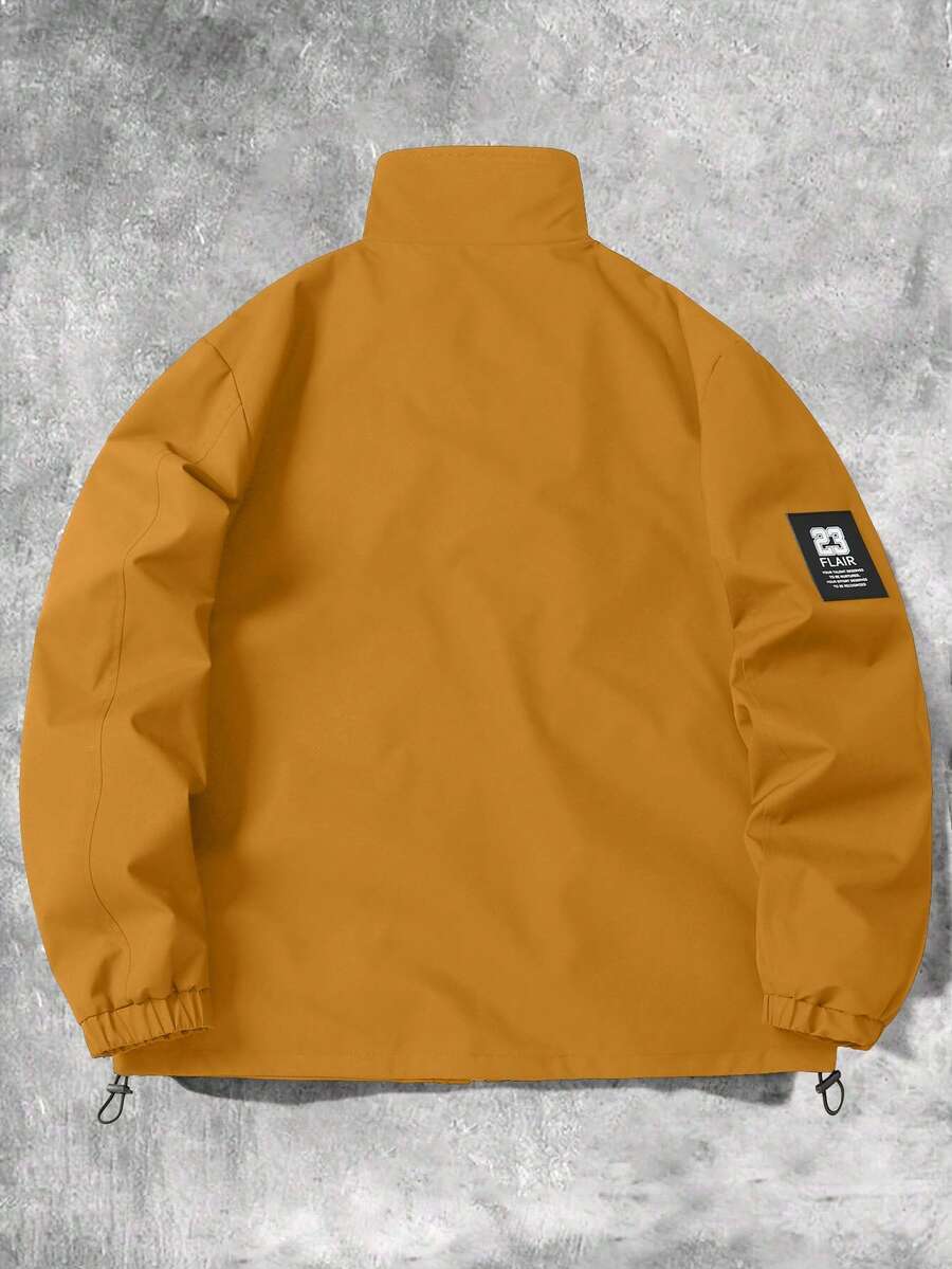 STYNVO Jaqueta Casual Versátil e Esportiva com Gola Alta para Homens, Estampa Gráfica Grande, Estilo de Casal Jovem, Bolsos Grandes, Jaqueta de Outono/Inverno