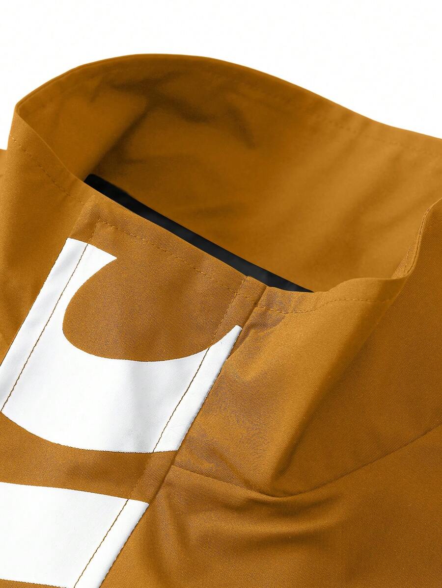 STYNVO Jaqueta Casual Versátil e Esportiva com Gola Alta para Homens, Estampa Gráfica Grande, Estilo de Casal Jovem, Bolsos Grandes, Jaqueta de Outono/Inverno