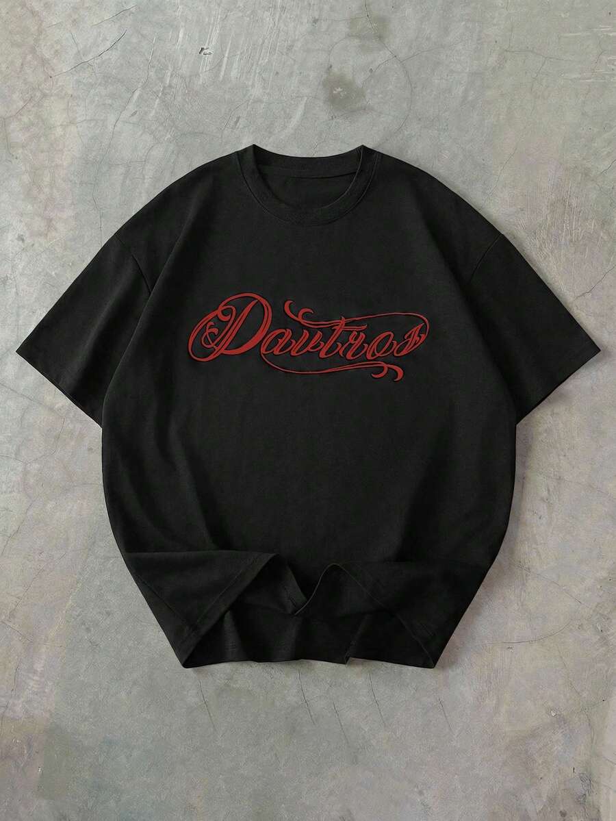 STYNVO Camiseta Casual Masculina de Manga Curta com Estampa de Letra e Cor Sólida, Verão