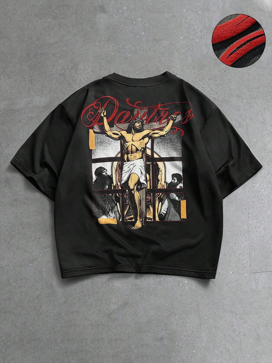 STYNVO Camiseta Casual Masculina de Manga Curta com Estampa de Letra e Cor Sólida, Verão