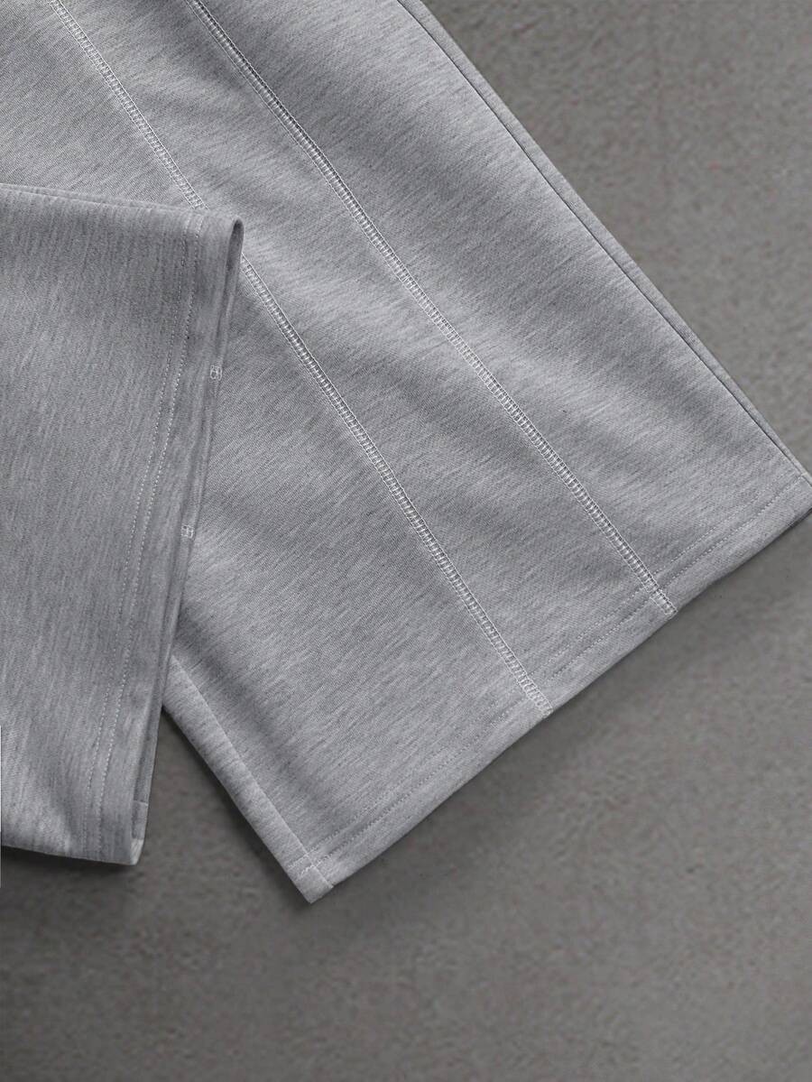 STYNVO Calça Masculina com Estampa de Letra, Cintura com Cordão e Bolso, Perna Larga