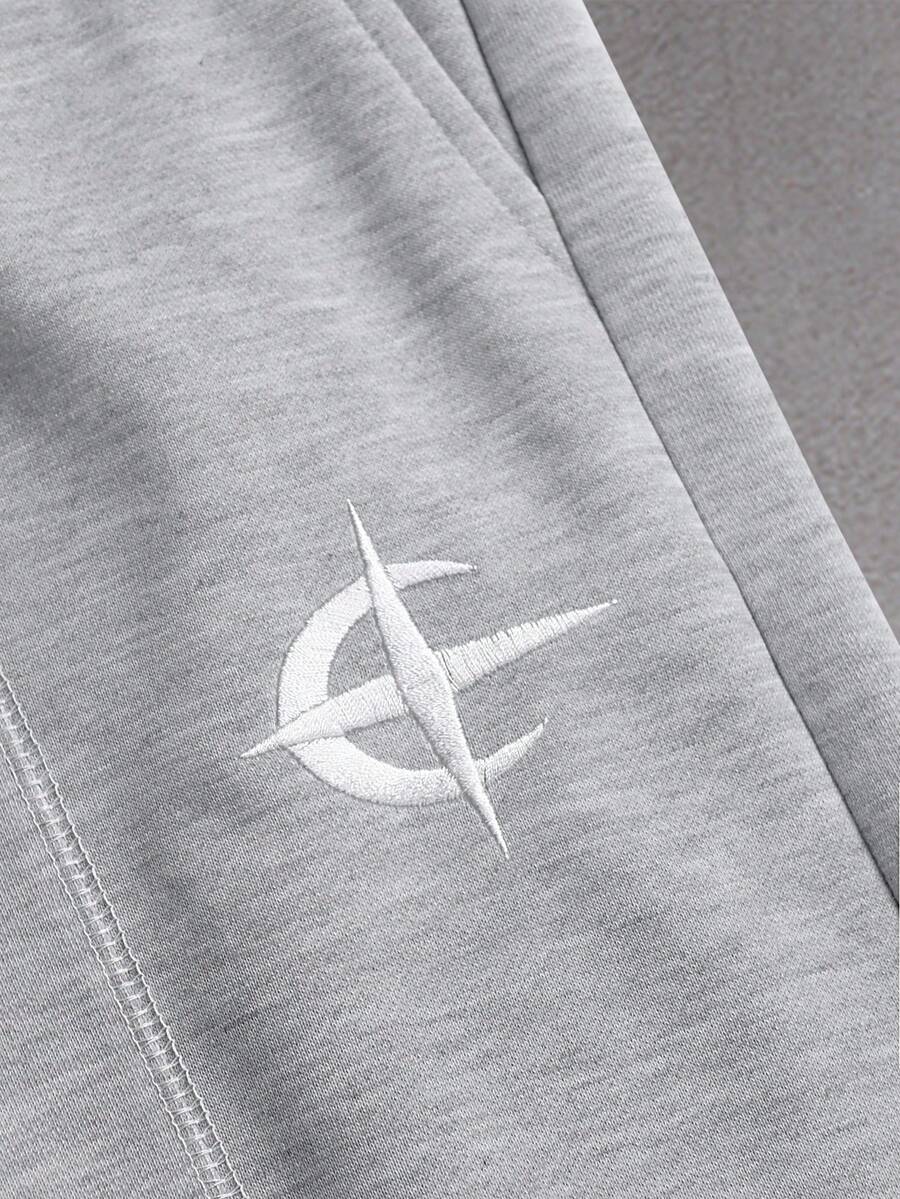 STYNVO Calça Masculina com Estampa de Letra, Cintura com Cordão e Bolso, Perna Larga