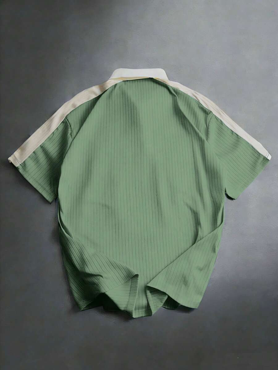 STYNVO Camisa Polo Casual Masculina com Estampa de Letra em Bloco de Cores, Verão