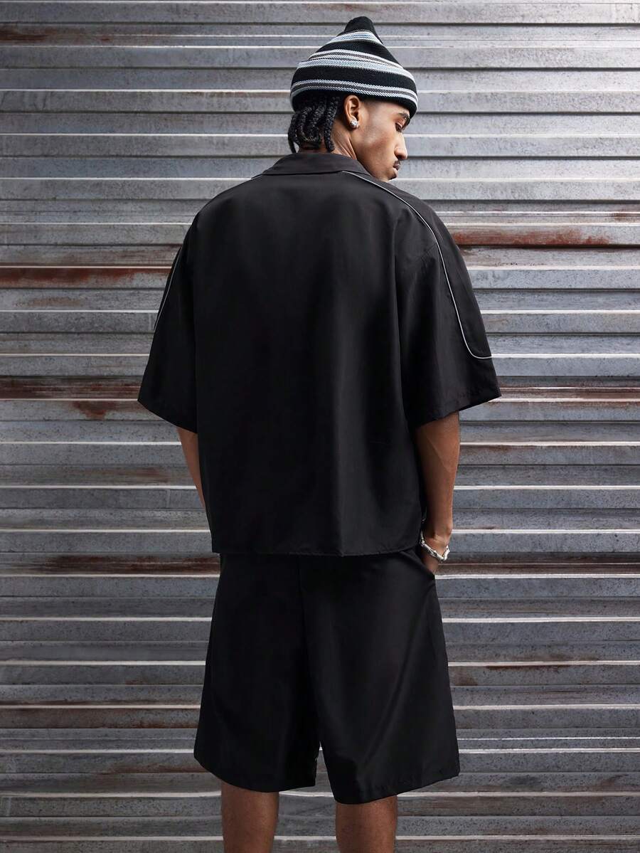 Conjunto Oversized Masculino Preto STYNVO Blackout | Camisa e Shorts Streetwear