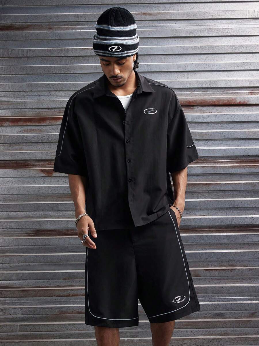 Conjunto Oversized Masculino Preto STYNVO Blackout | Camisa e Shorts Streetwear