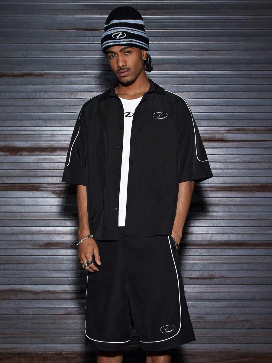 Conjunto Oversized Masculino Preto STYNVO Blackout | Camisa e Shorts Streetwear
