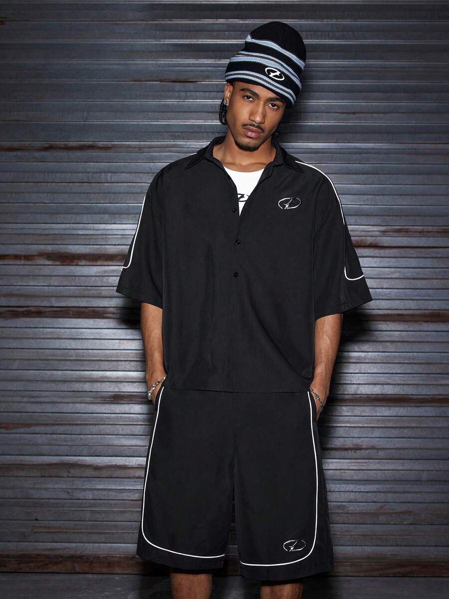 Conjunto Oversized Masculino Preto STYNVO Blackout | Camisa e Shorts Streetwear