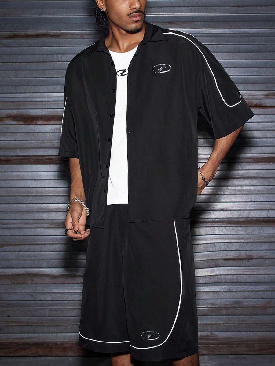 Conjunto Oversized Masculino Preto STYNVO Blackout | Camisa e Shorts Streetwear