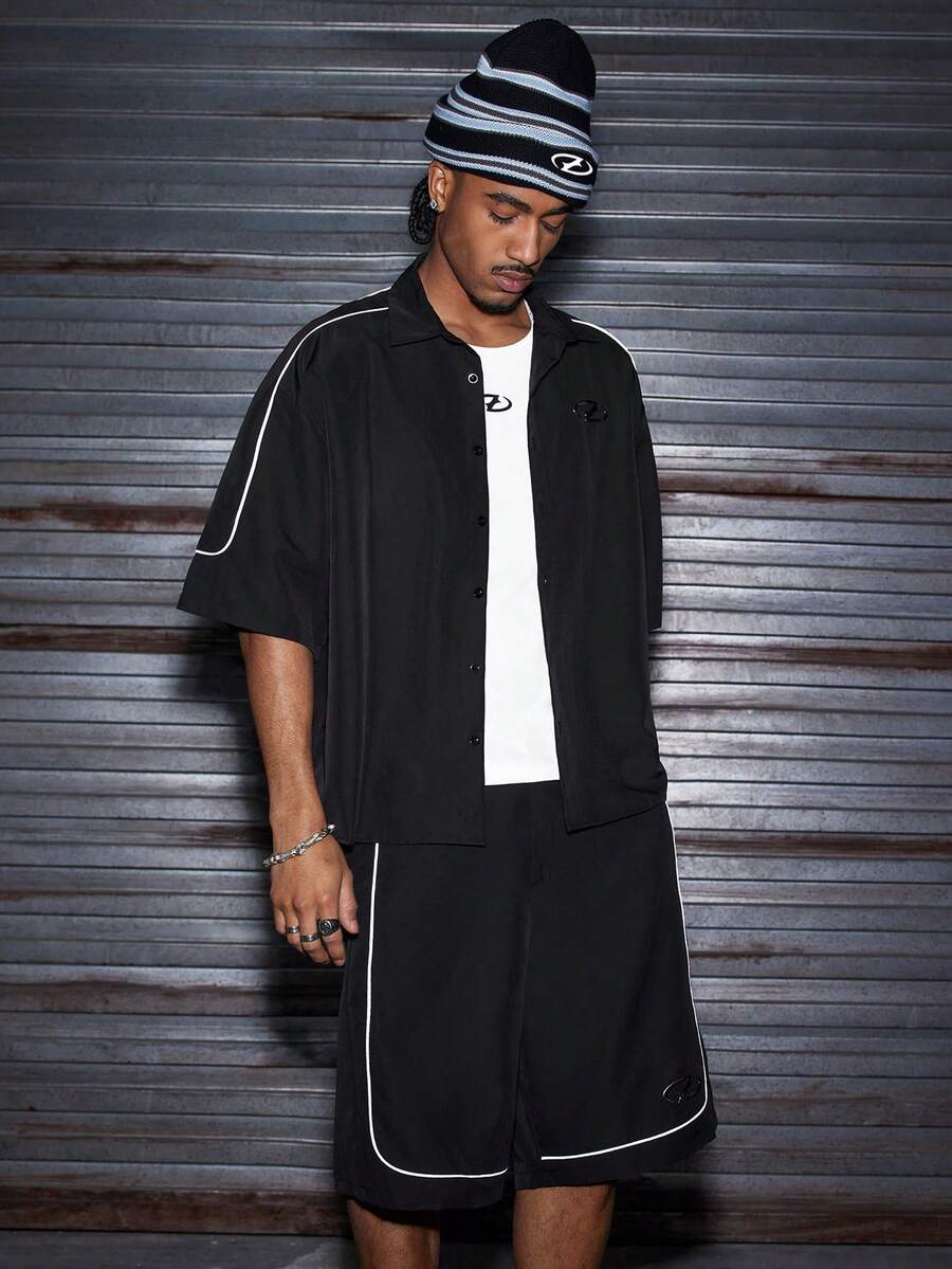 Conjunto Oversized Masculino Preto STYNVO Blackout | Camisa e Shorts Streetwear