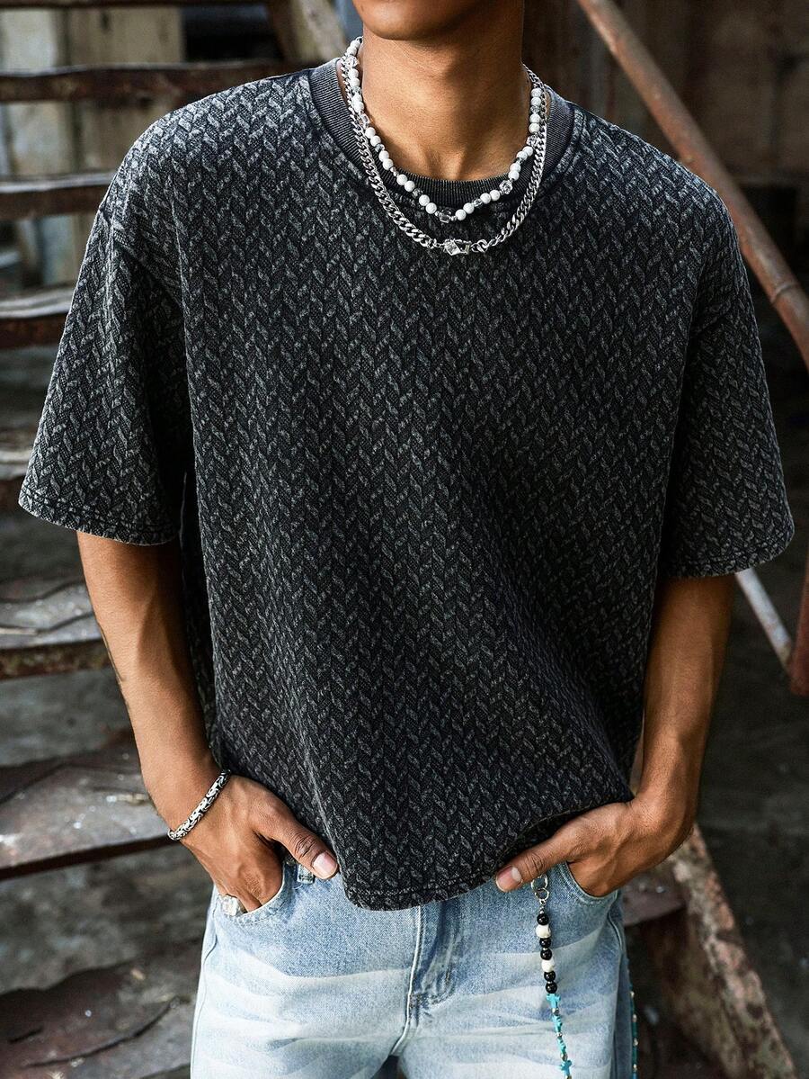 STYNVO Camiseta Casual Masculina de Manga Curta com Estampa de Letra e Cor Sólida, Verão