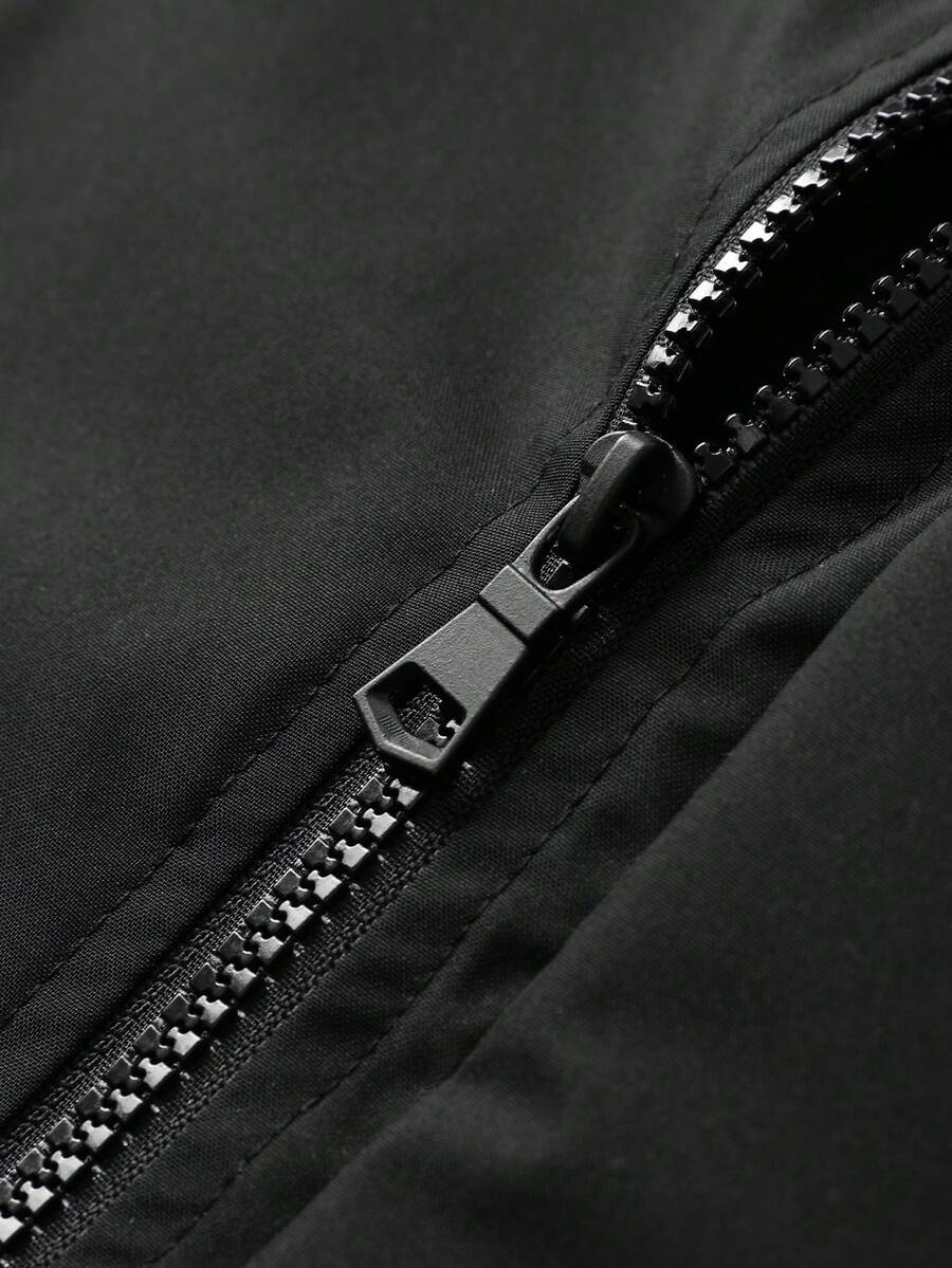 STYNVO Jaqueta Casual Versátil e Esportiva com Gola Alta para Homens, Estampa Gráfica Grande, Estilo de Casal Jovem, Bolsos Grandes, Jaqueta de Outono/Inverno