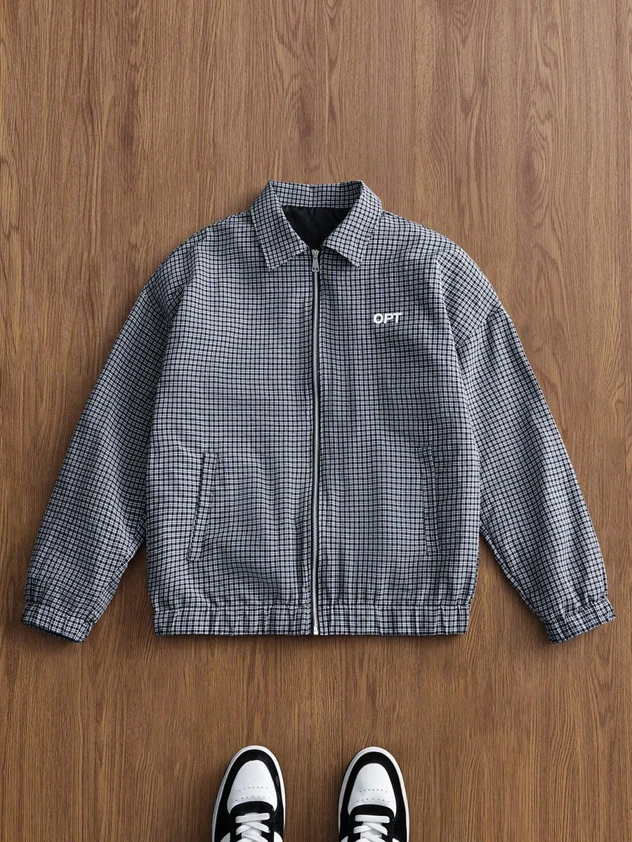 STYNVO Jaqueta de Manga Longa Minimalista Estampada Masculina