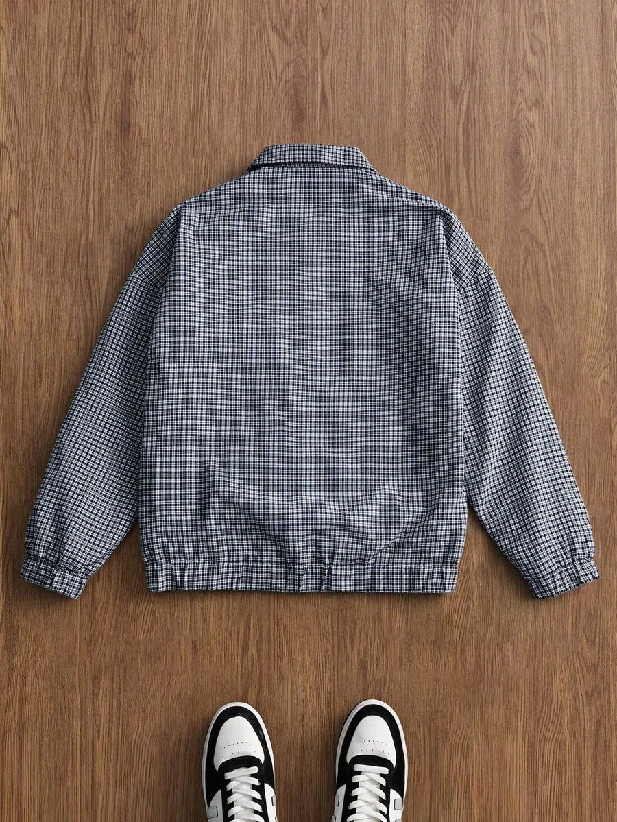 STYNVO Jaqueta de Manga Longa Minimalista Estampada Masculina