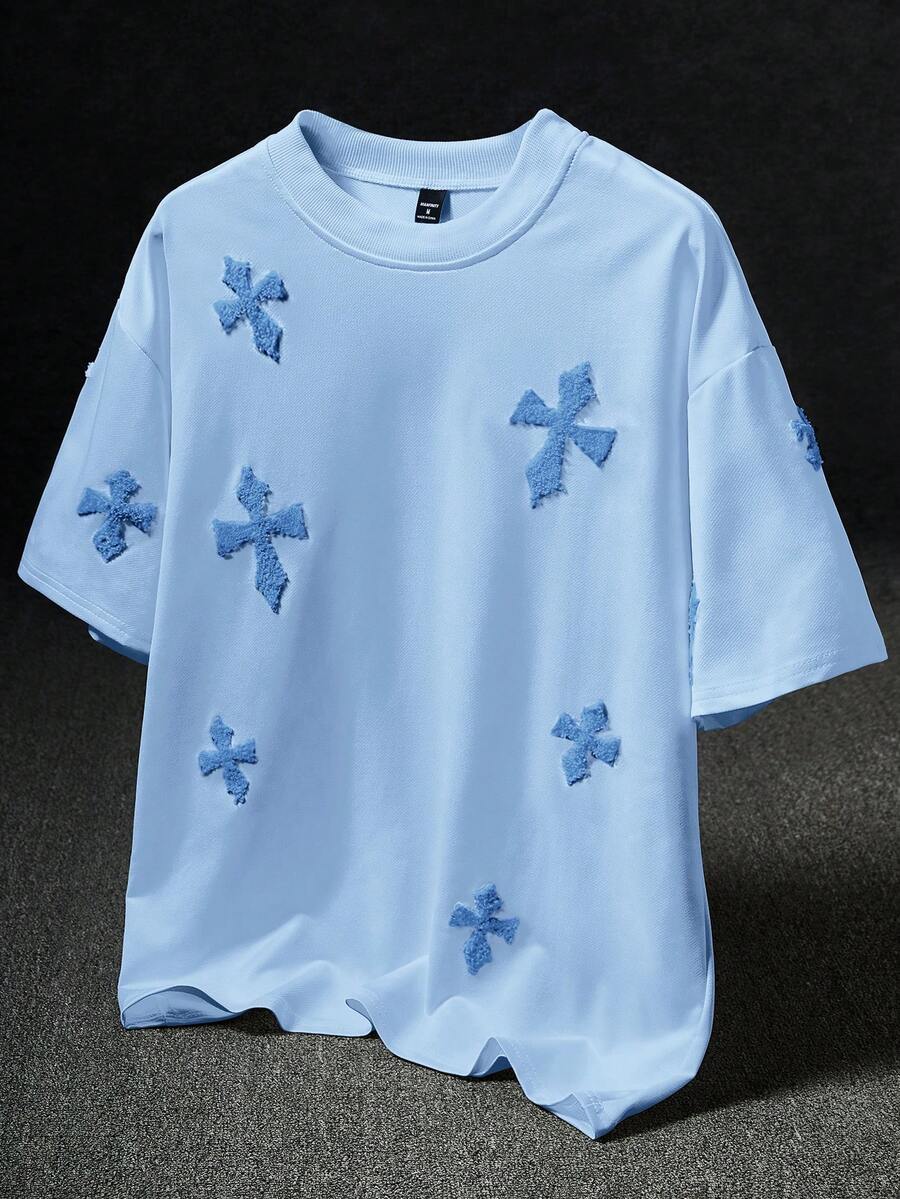 STYNVO Camiseta Gráfica Masculina Preta com Cruzes para Homens, Camiseta Gráfica Preta Masculina, Camisa de Malha com Cruzes para Homens, Presente de Aniversário, Presente de Namorado/Marido, Camiseta Gráfica Branca Masculina, Estilo Popular INS Correspon