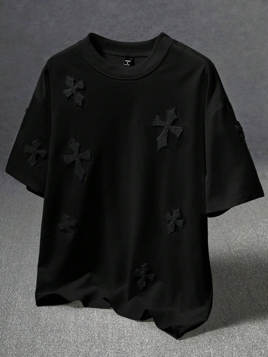 STYNVO Camiseta Gráfica Masculina Preta com Cruzes para Homens, Camiseta Gráfica Preta Masculina, Camisa de Malha com Cruzes para Homens, Presente de Aniversário, Presente de Namorado/Marido, Camiseta Gráfica Branca Masculina, Estilo Popular INS Correspon