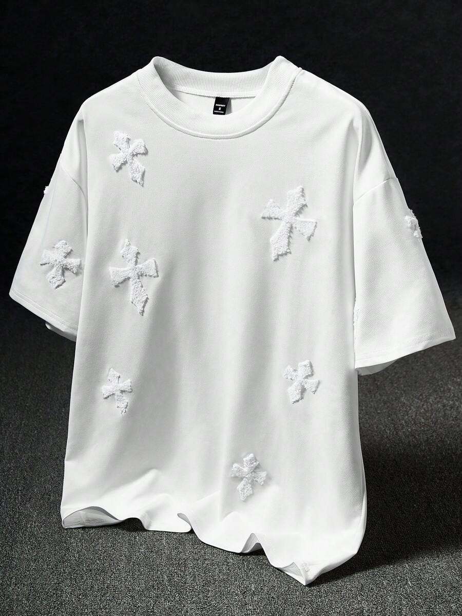 STYNVO Camiseta Gráfica Masculina Preta com Cruzes para Homens, Camiseta Gráfica Preta Masculina, Camisa de Malha com Cruzes para Homens, Presente de Aniversário, Presente de Namorado/Marido, Camiseta Gráfica Branca Masculina, Estilo Popular INS Correspon