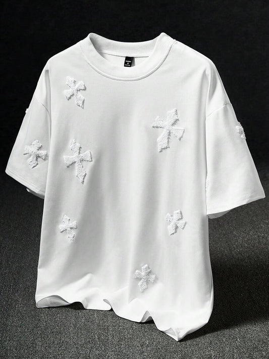 STYNVO Camiseta Gráfica Masculina Preta com Cruzes para Homens, Camiseta Gráfica Preta Masculina, Camisa de Malha com Cruzes para Homens, Presente de Aniversário, Presente de Namorado/Marido, Camiseta Gráfica Branca Masculina, Estilo Popular INS Correspon