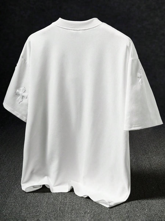 STYNVO Camiseta Gráfica Masculina Preta com Cruzes para Homens, Camiseta Gráfica Preta Masculina, Camisa de Malha com Cruzes para Homens, Presente de Aniversário, Presente de Namorado/Marido, Camiseta Gráfica Branca Masculina, Estilo Popular INS Correspon