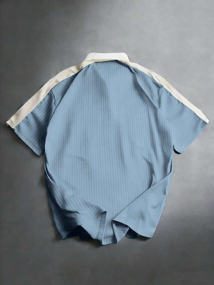 STYNVO Camisa Polo Casual Masculina com Estampa de Letra em Bloco de Cores, Verão