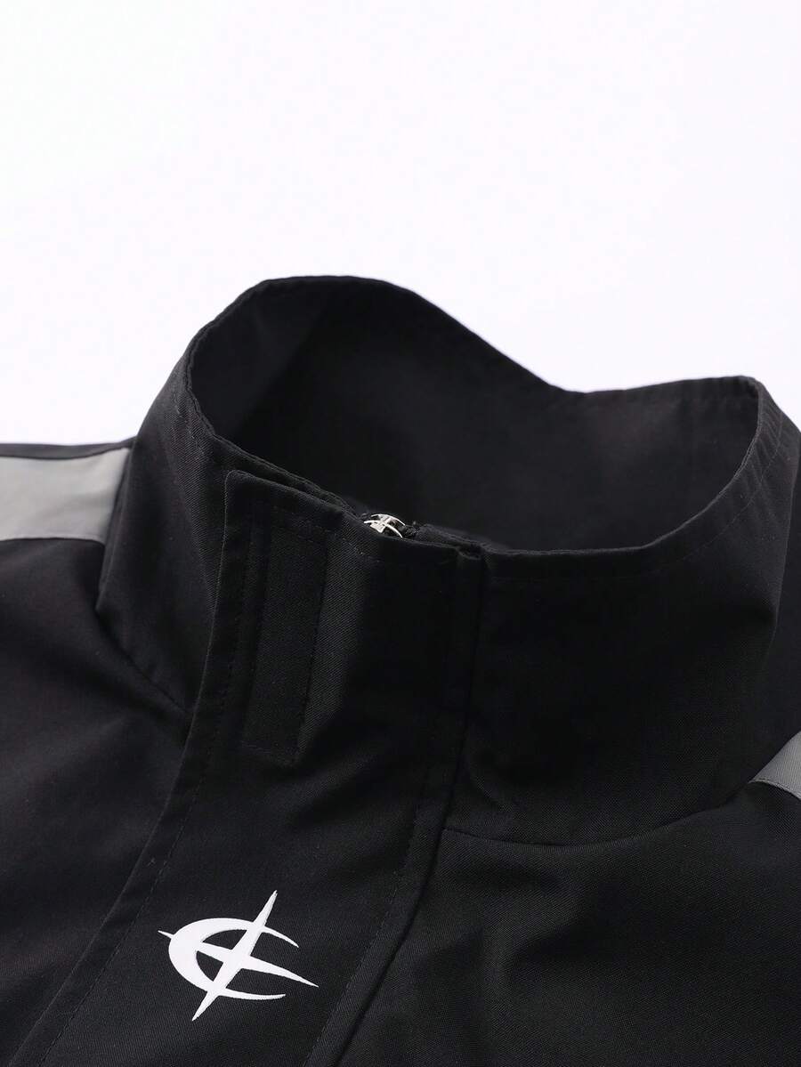 STYNVO Jaqueta casual masculina com capuz e zíper, de manga longa, em cores contrastantes e corte folgado