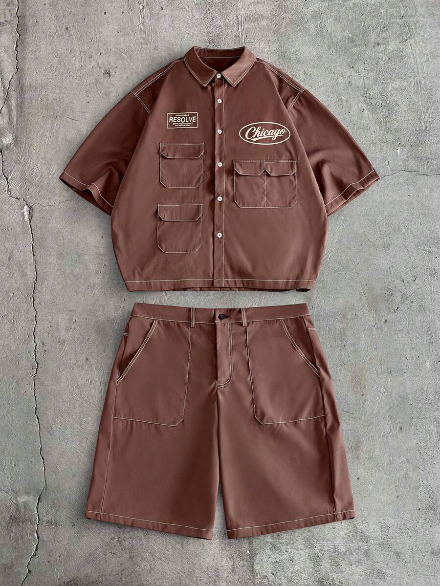 CONJUNTO STREETWEAR OVERSIZED MASCULINO CARAMELO STYNVO CARGO CLUB