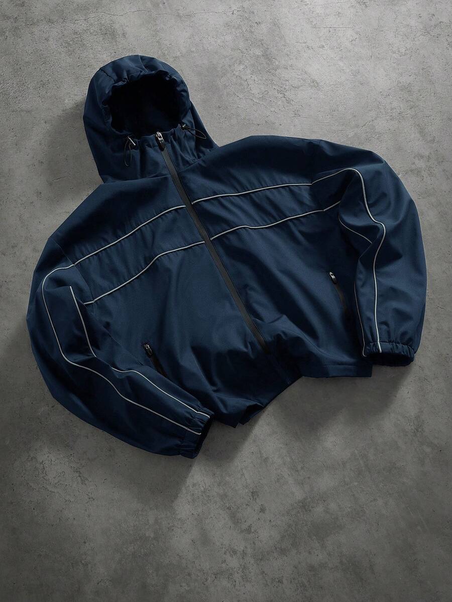STYNVO Jaqueta casual masculina com capuz e zíper, de manga longa, em cores contrastantes e corte folgado