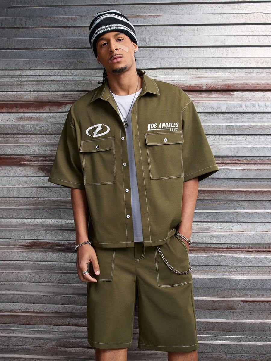CONJUNTO STREETWEAR OVERSIZED MASCULINO CARAMELO STYNVO CARGO CLUB
